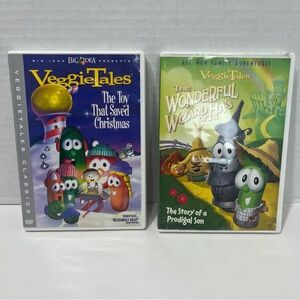 VEGGIE TALES the toy that saved Christmas and wizard of Ha’s DVD’s lot